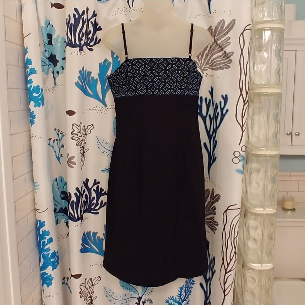 BCBGMaxAzria Navy Sundress Geometric Embroidery